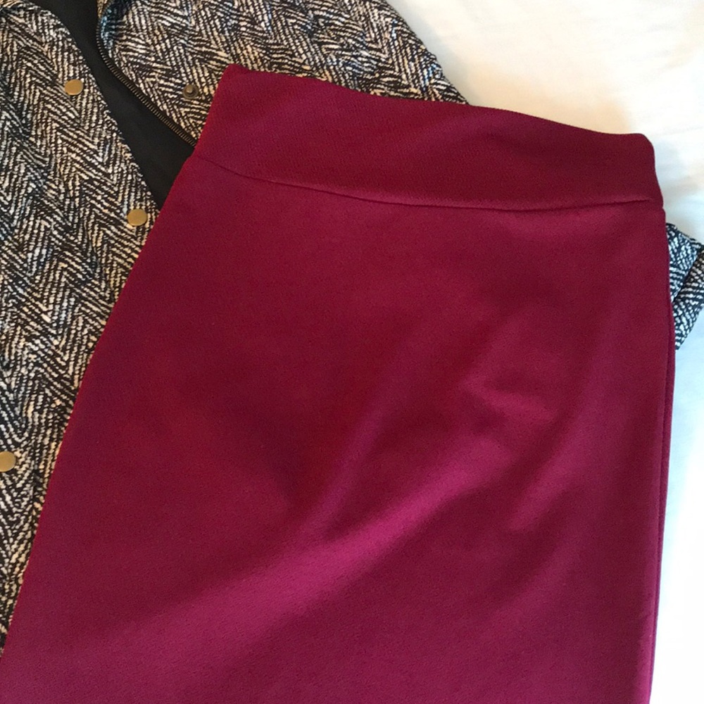 Solid red pencil skirt